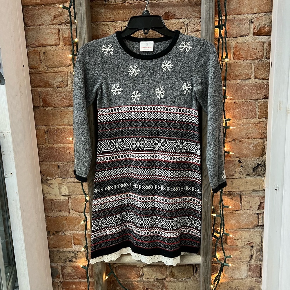 Hanna Andersson Black and Gray Patterned Dress